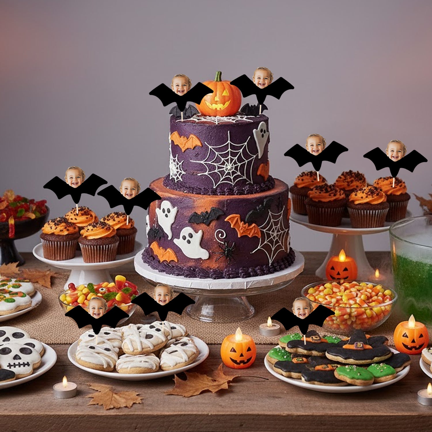Personalised Bat Halloween Cake Toppers