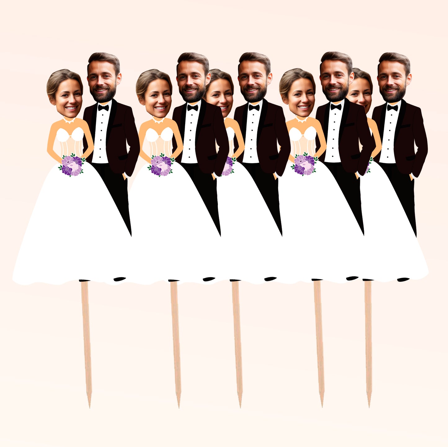 Personalised Bride and Groom Cake Toppers