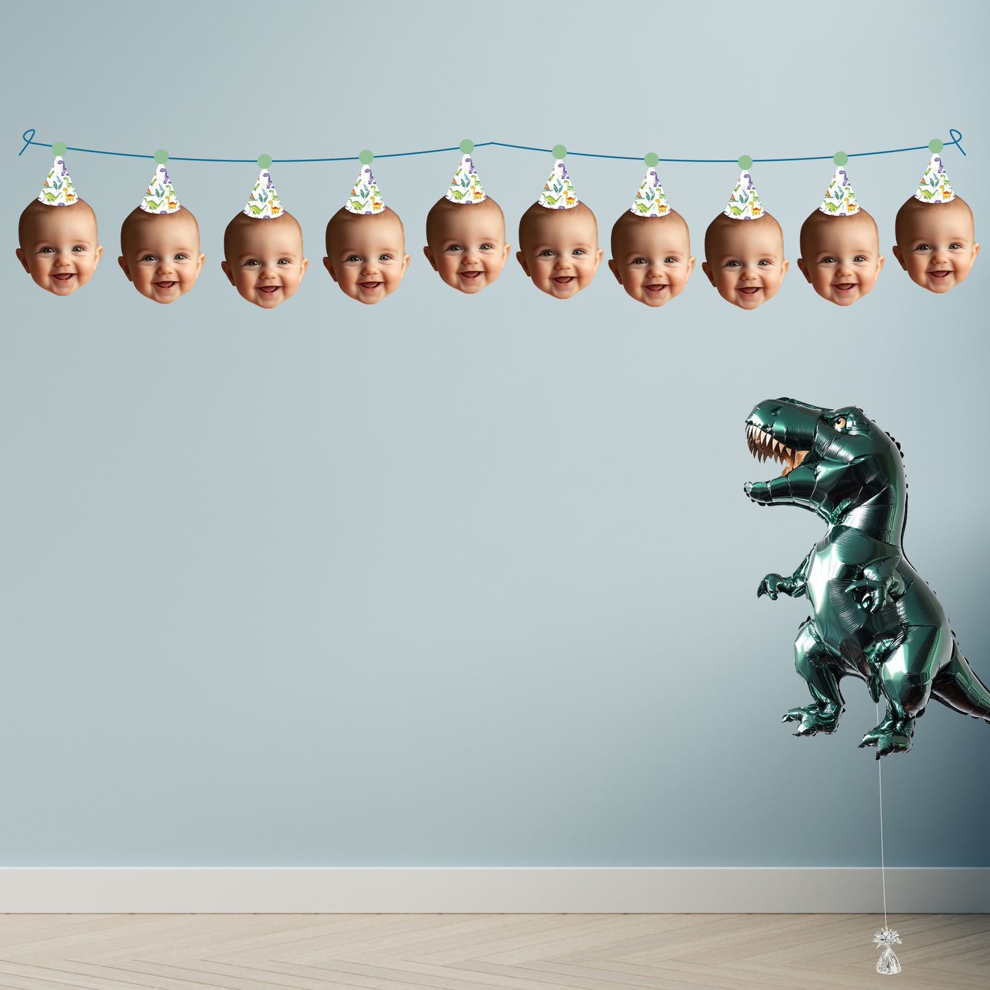 Personalised Dinosaur Party Hat Banner #1