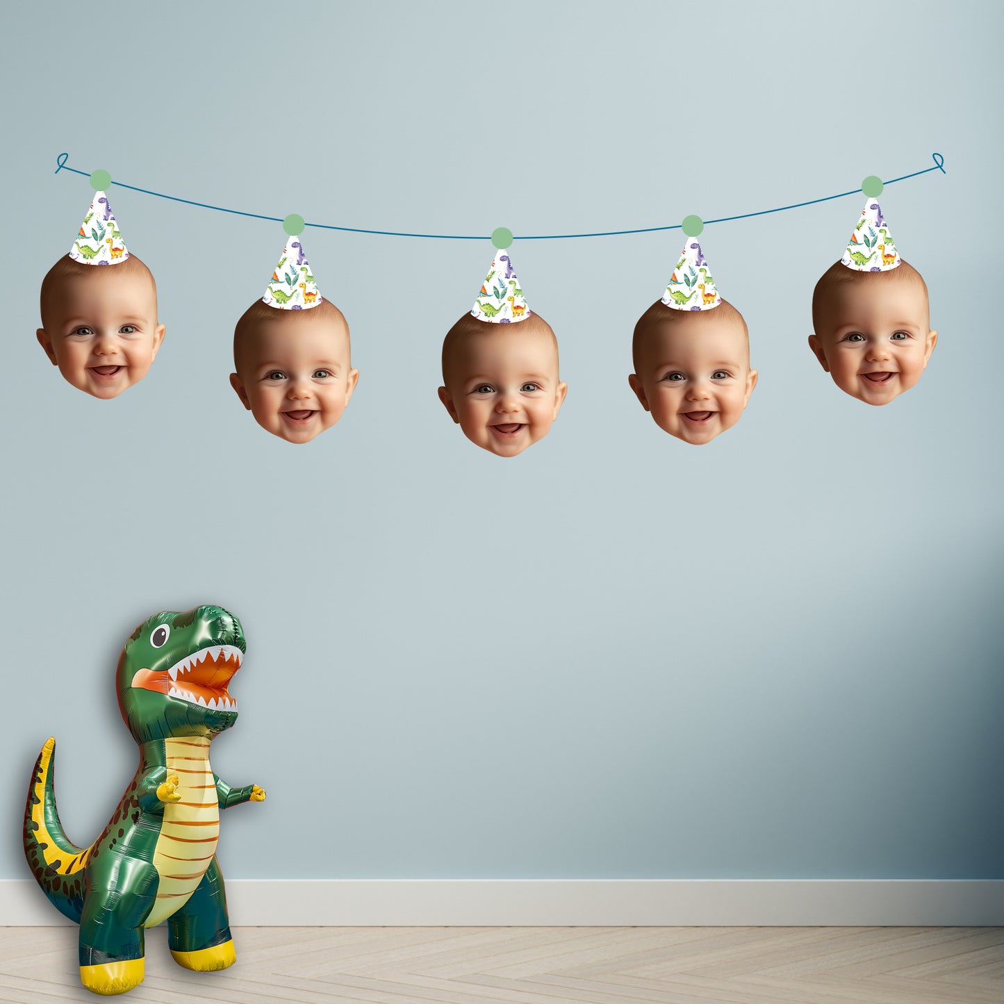 Personalised Dinosaur Party Hat Banner #1