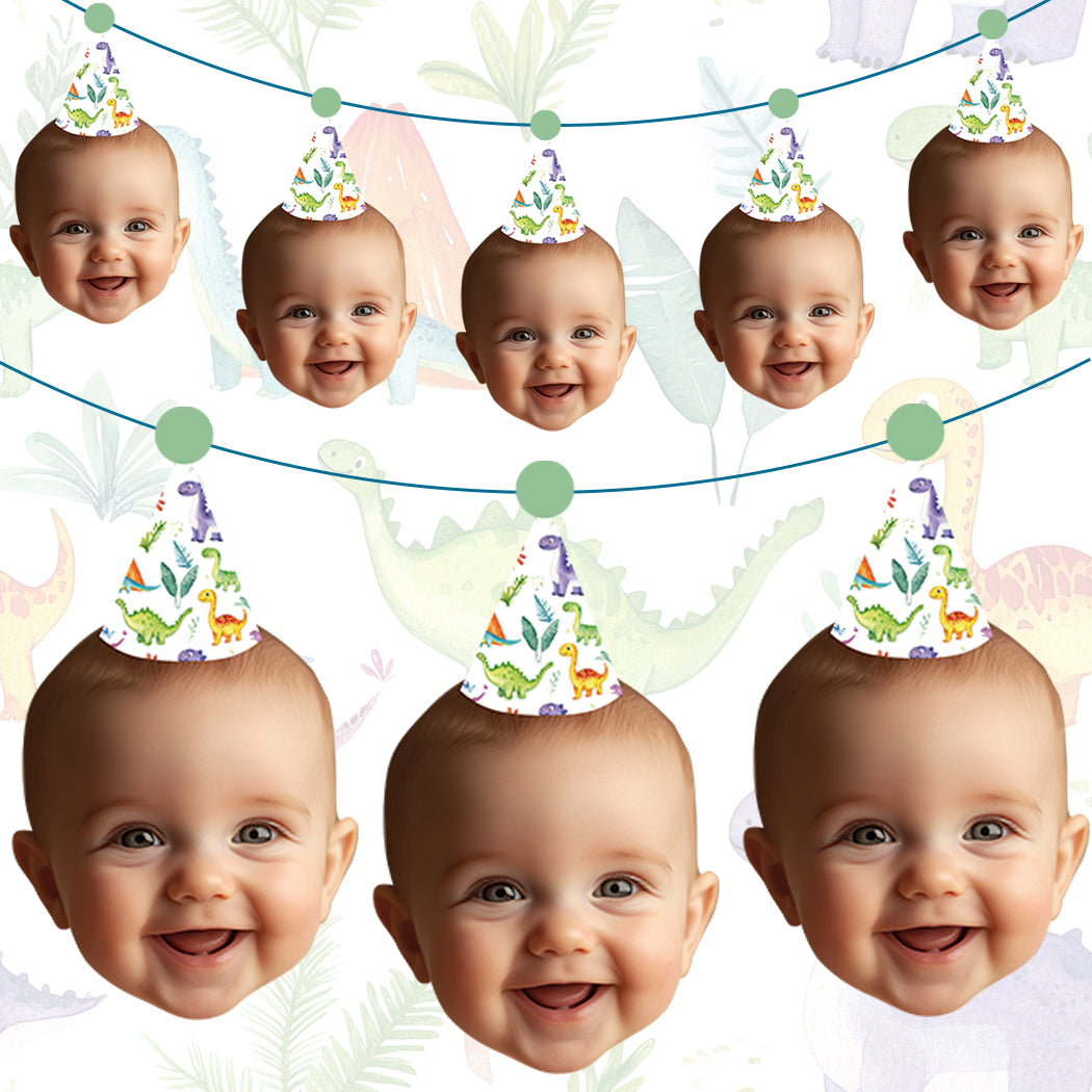 Personalised Dinosaur Party Hat Banner #3