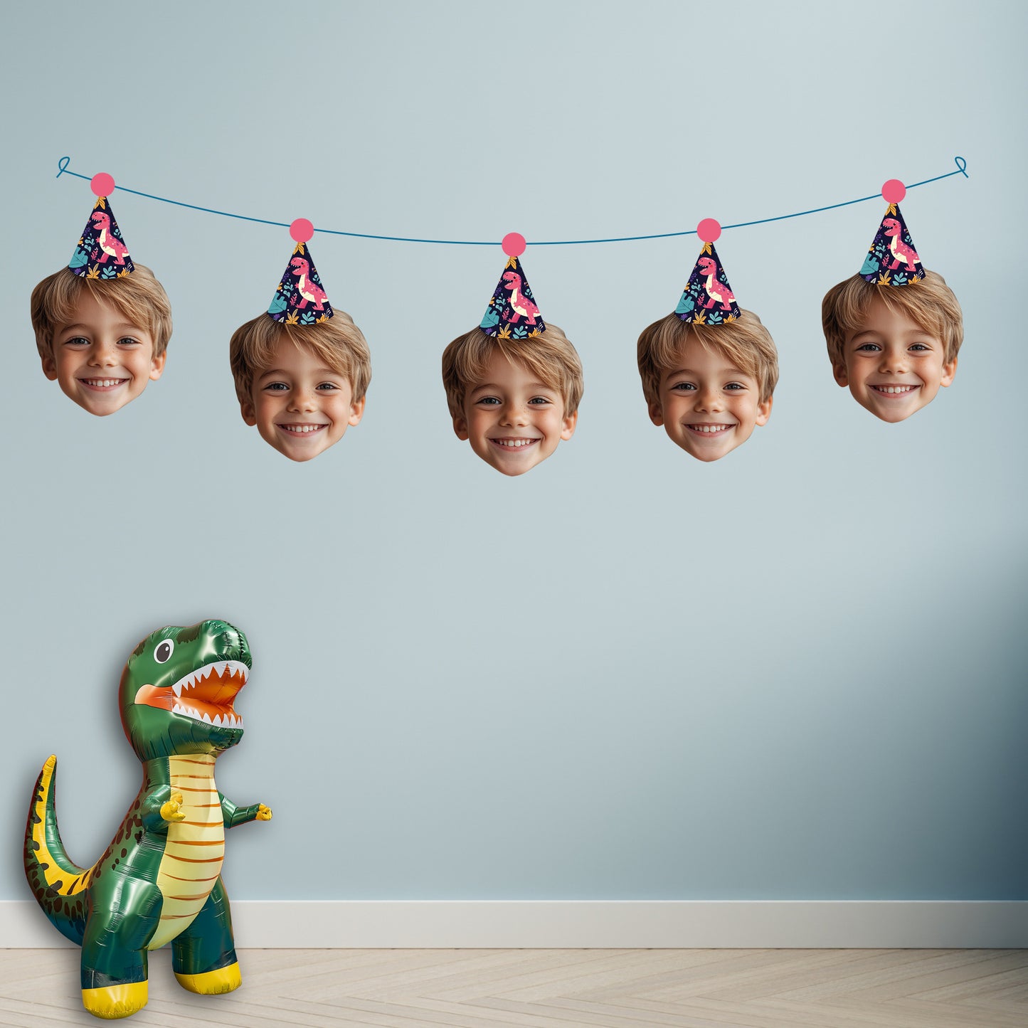 Personalised Dinosaur Party Hat Banner #2