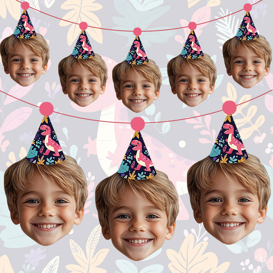 Personalised Dinosaur Party Hat Banner #2