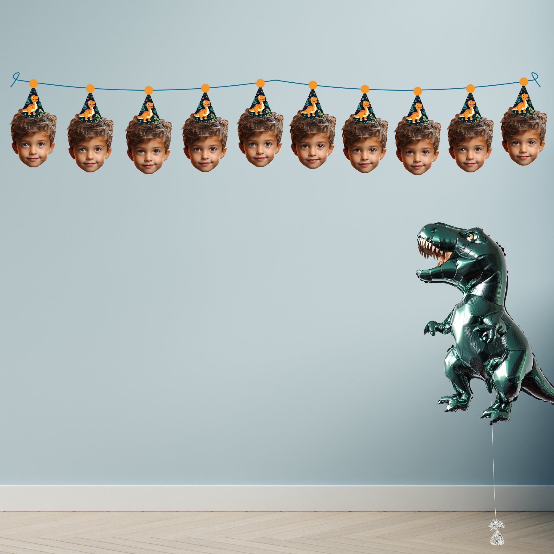 Personalised Dinosaur Party Hat Banner #3