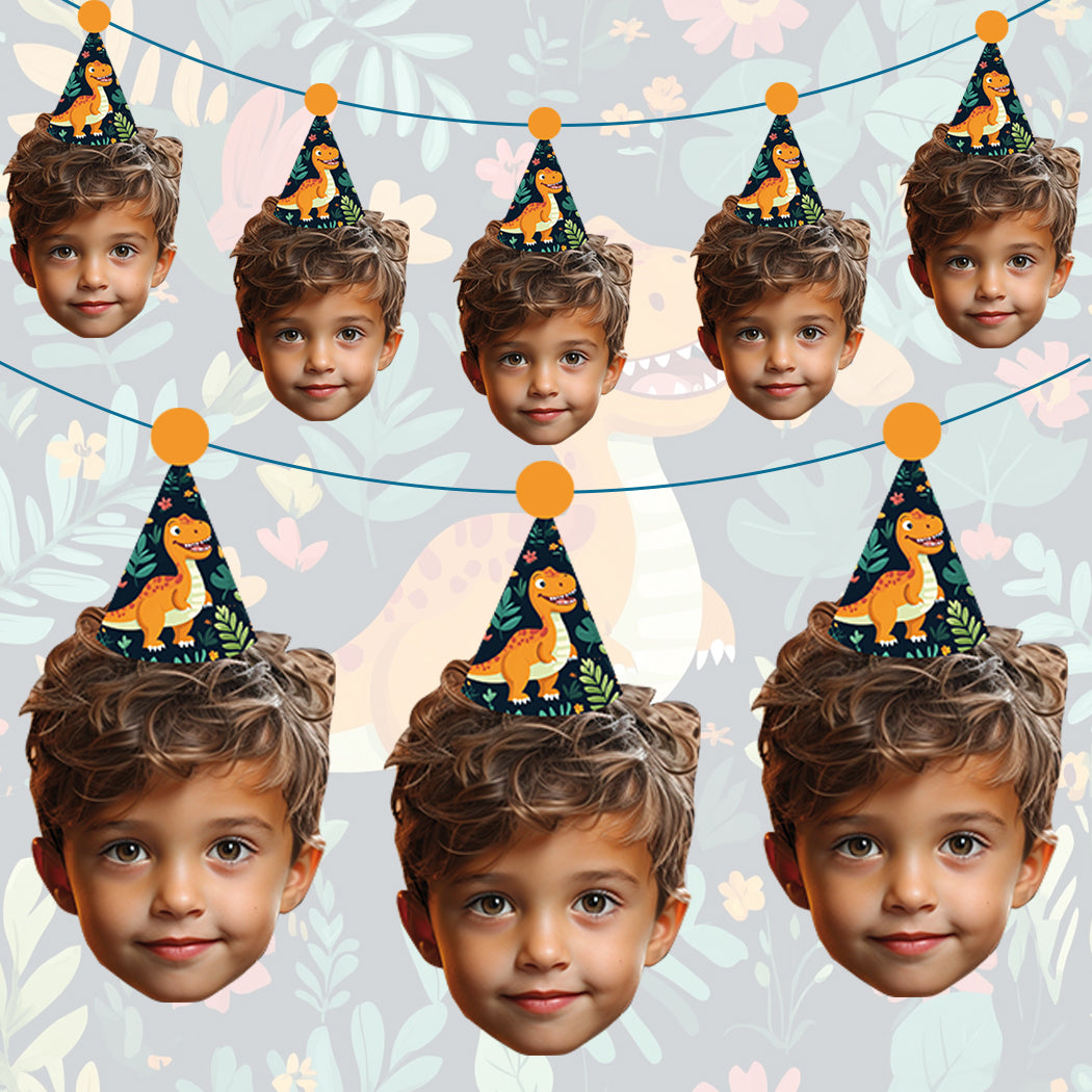 Personalised Dinosaur Party Hat Banner #3