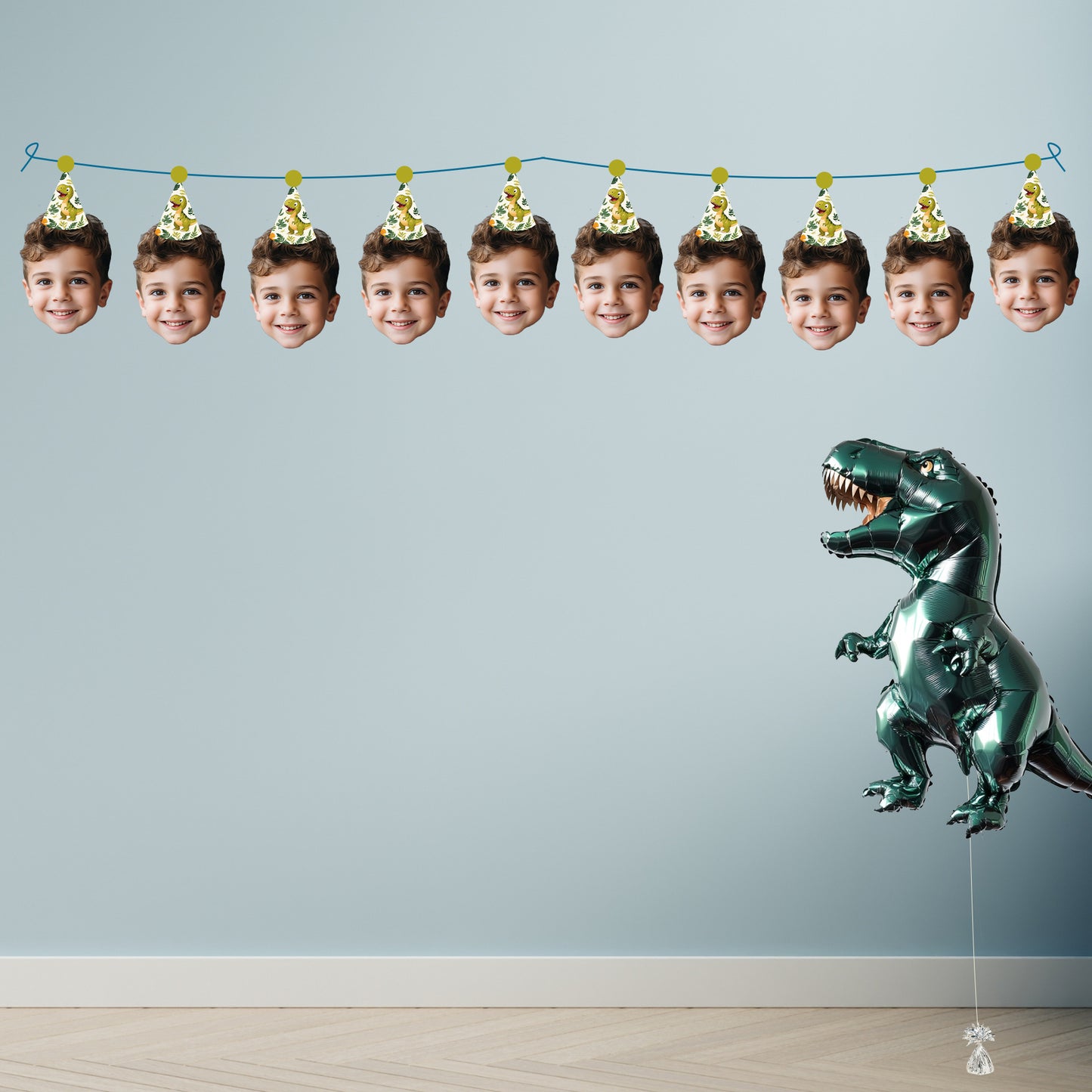 Personalised Dinosaur Party Hat Banner #4