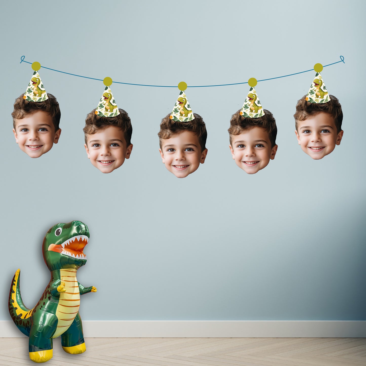 Personalised Dinosaur Party Hat Banner #4
