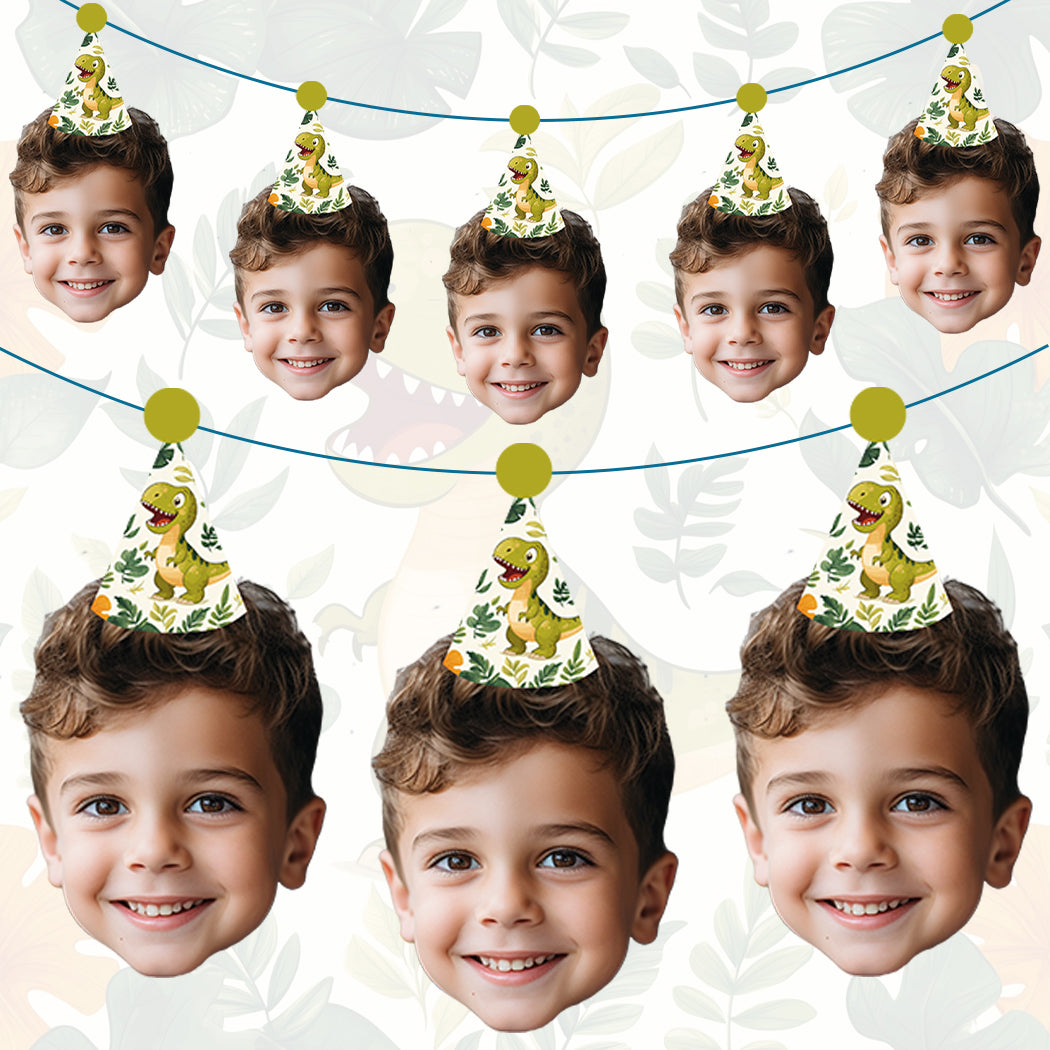 Personalised Dinosaur Party Hat Banner #3