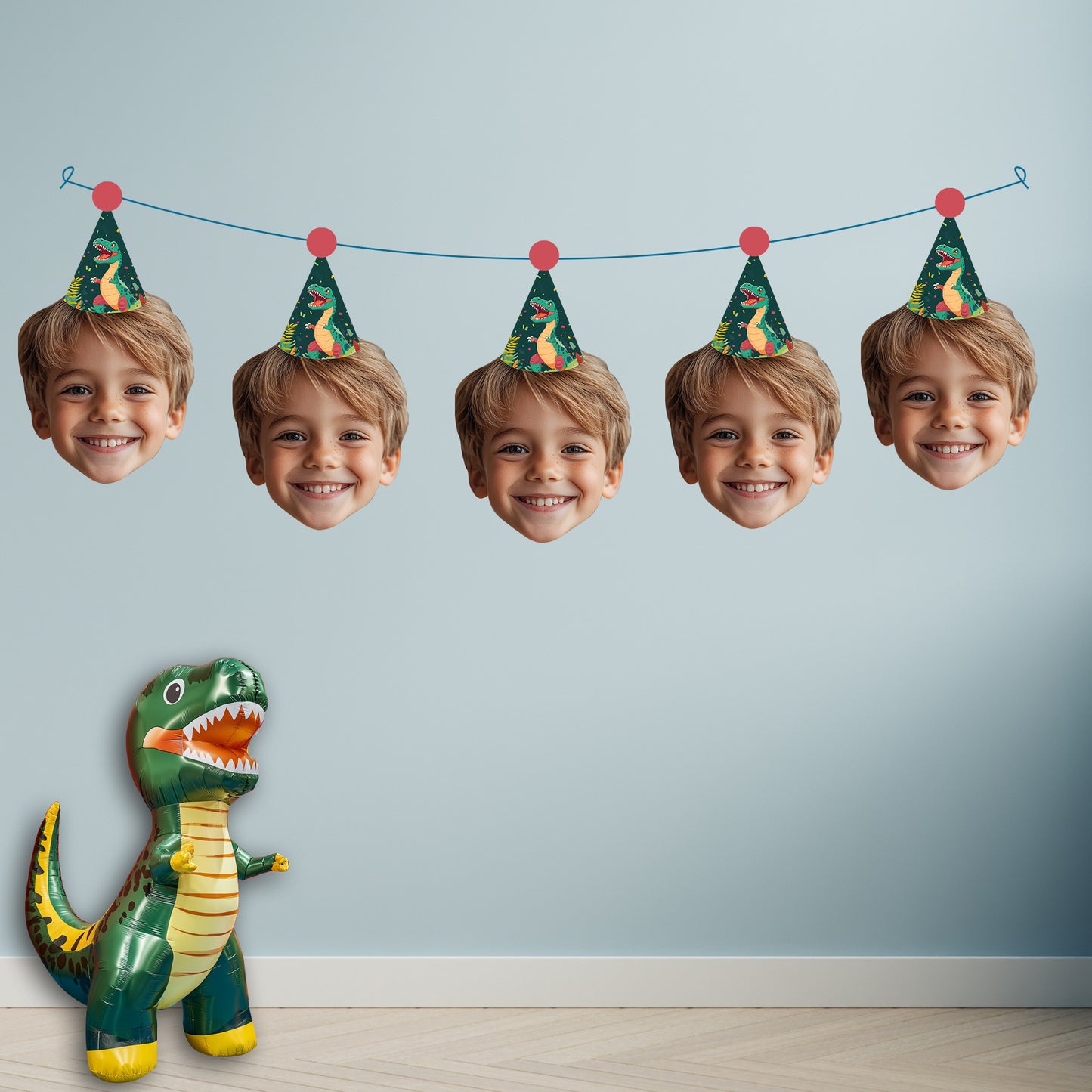 Personalised Dinosaur Party Hat Banner #5