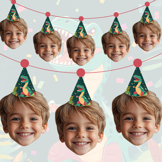 Personalised Dinosaur Party Hat Banner #5