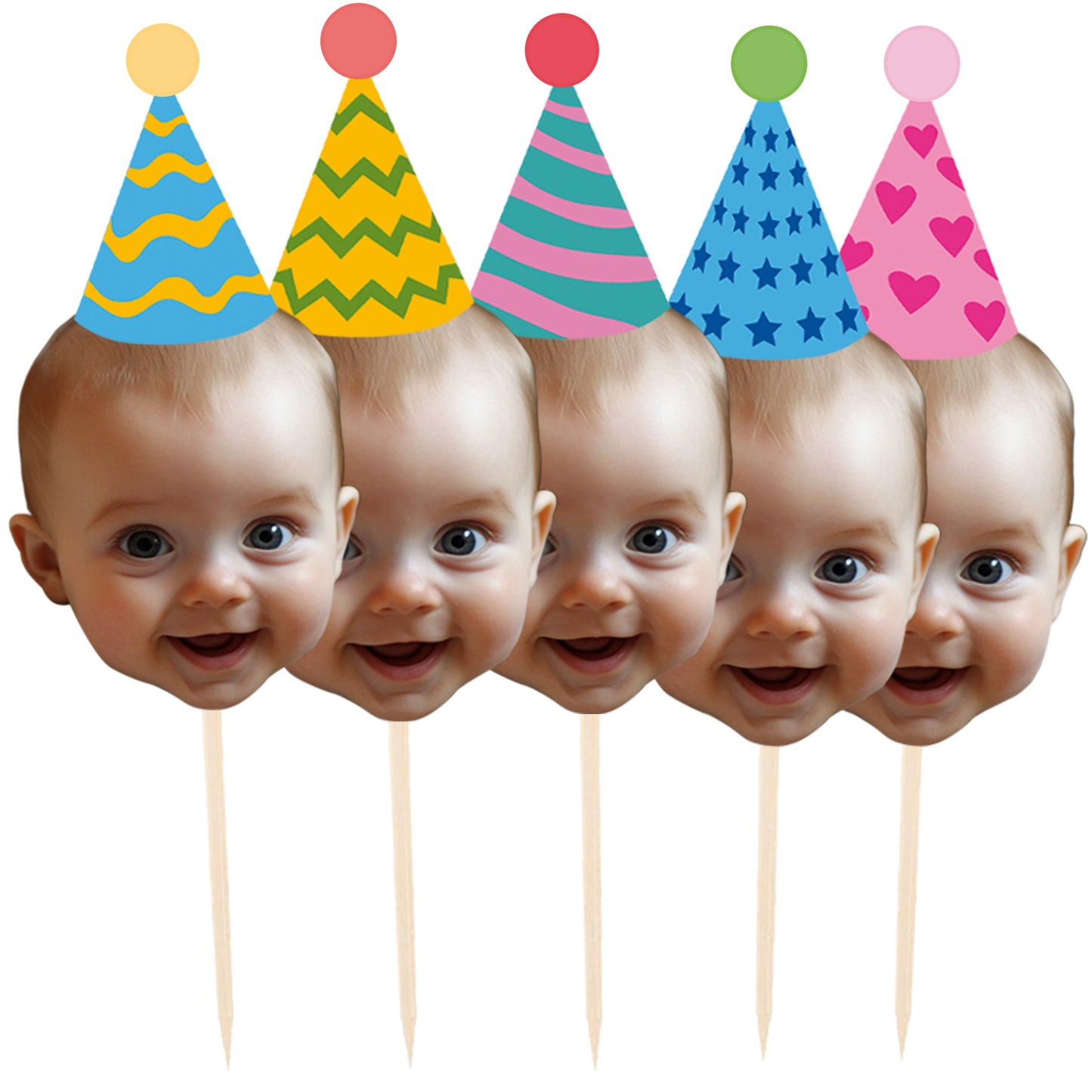 Personalised Party Hat Cake Toppers