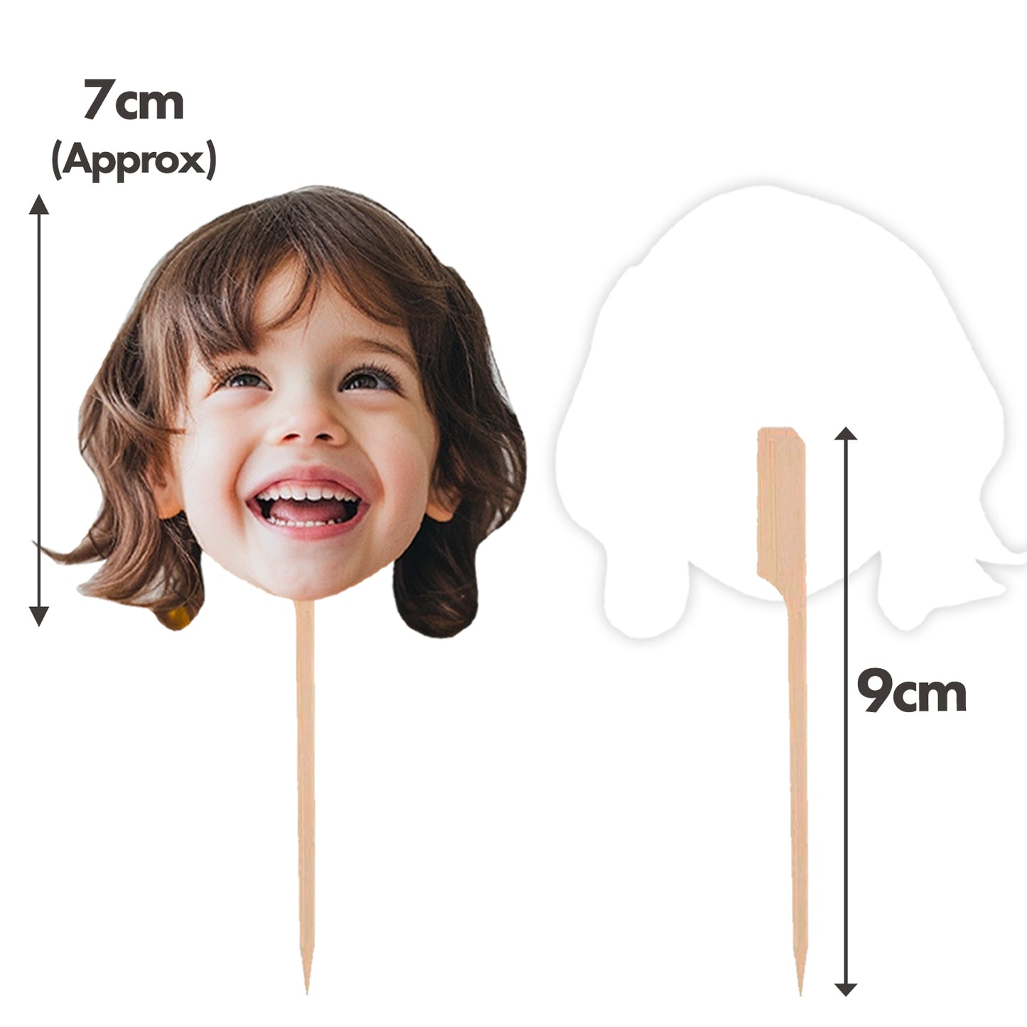 Personalised Photo Face Cake Toppers Size Dimensions