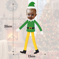 Personalised Buddy Elf on the Shelf Christmas Banner Custom Photo Face Bunting Xmas Decoration Green Yellow Buddy Garland Dimensions