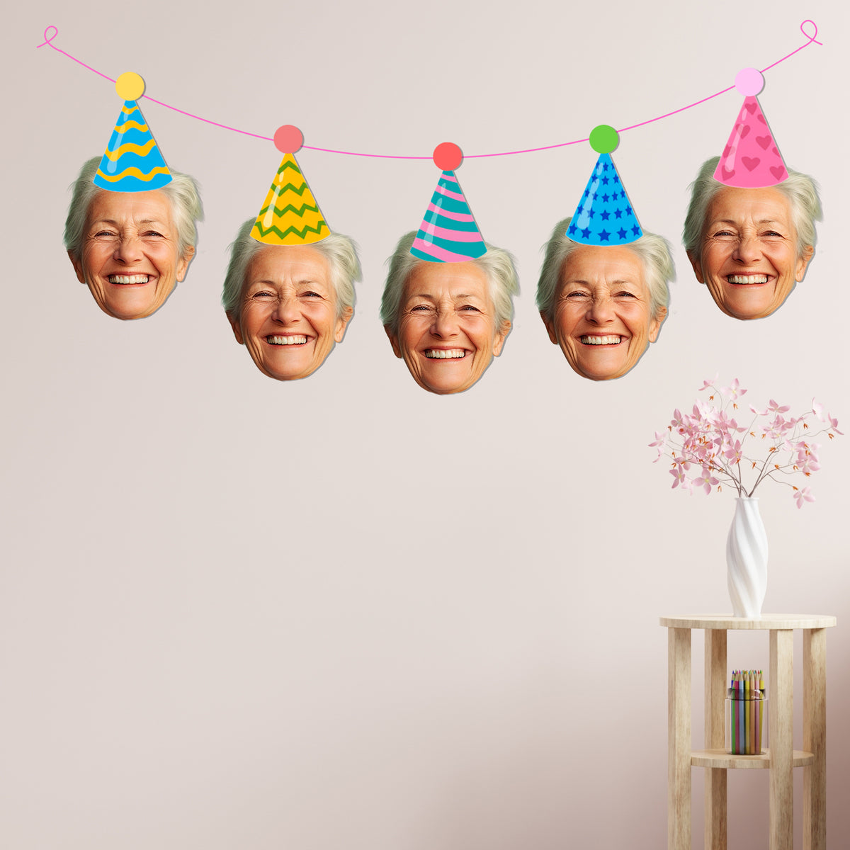 Personalised Party Hat Banner Custom Party Decorations Personalised party hat banner custom party decorations