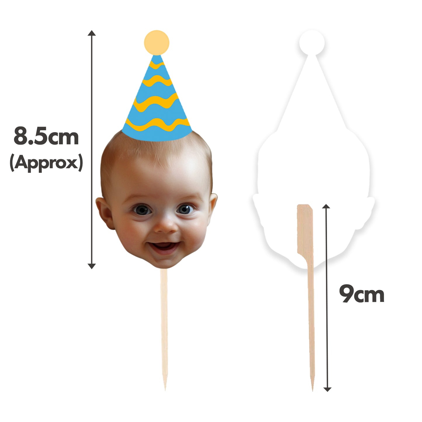 Personalised Party Hat Cake Toppers