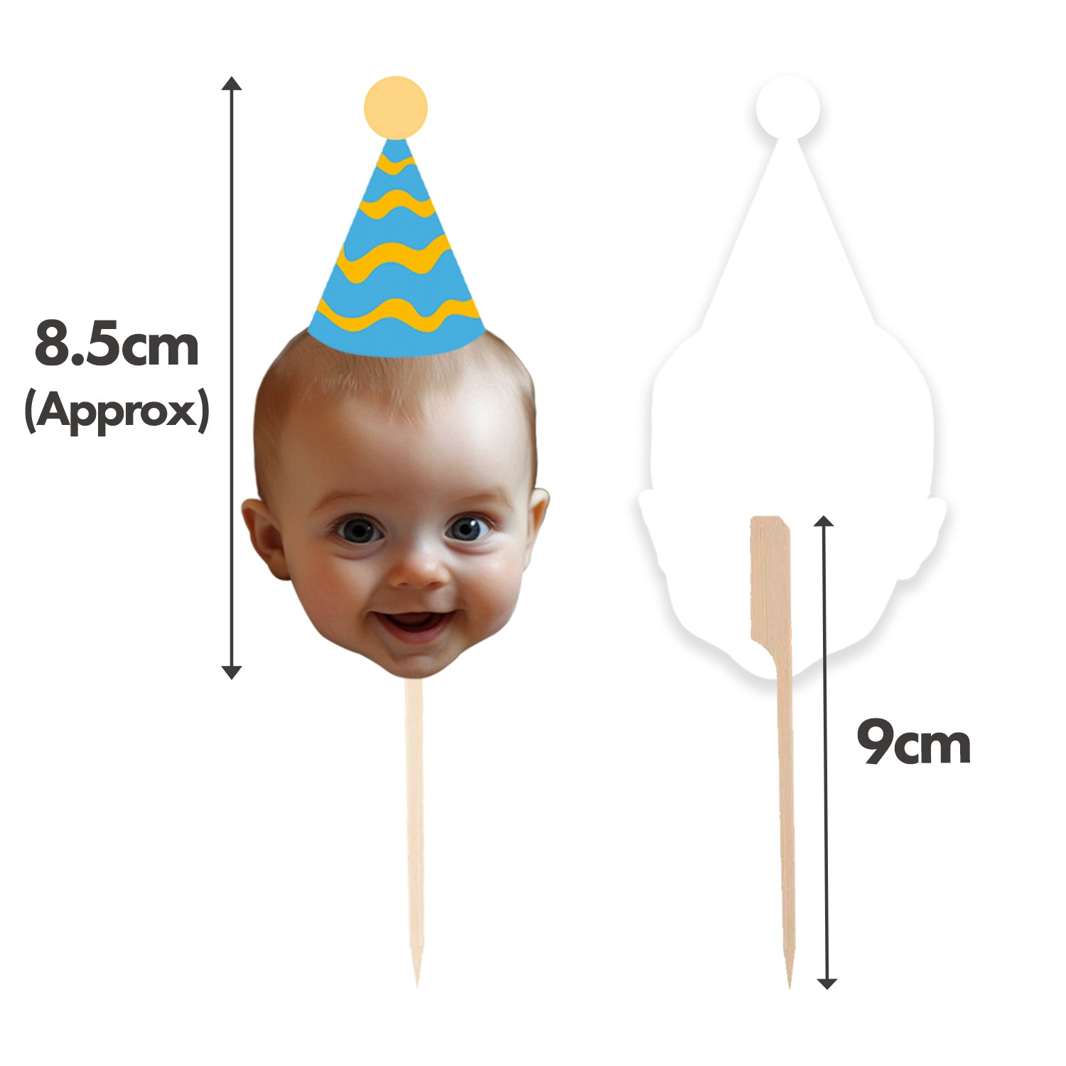 Personalised Party Hat Cake Toppers
