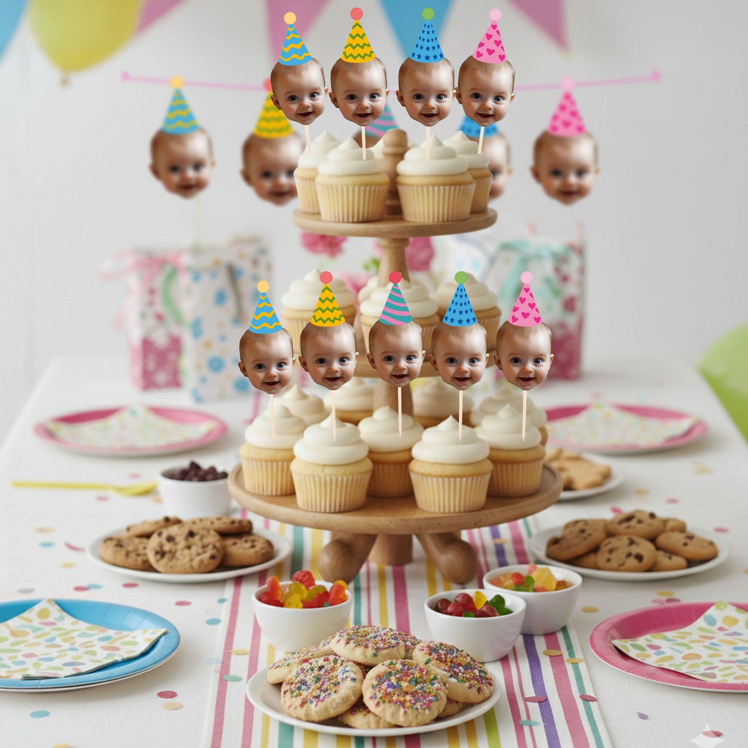 Personalised Party Hat Cake Toppers