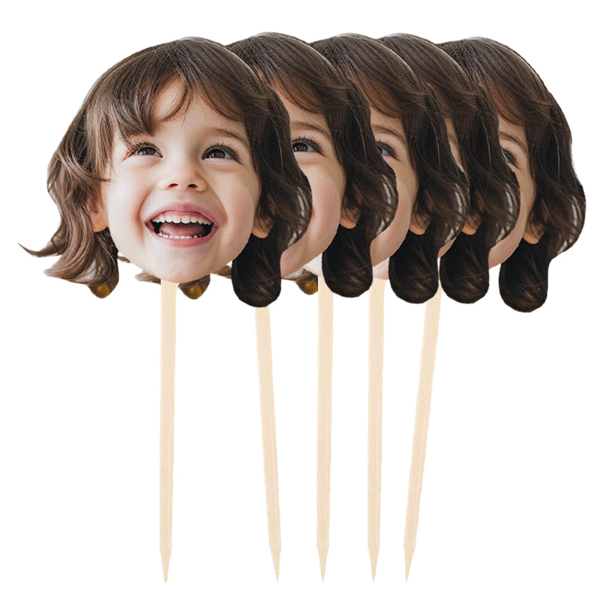 Personalised Photo Face Cake Toppers Pack of 5 sticks
