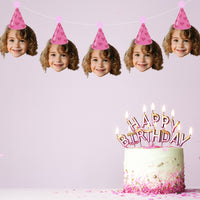 Personalised Pink Hearts Party Hat Banner