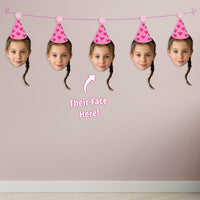 Personalised Pink Hearts Party Hat Banner