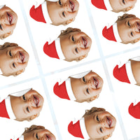 Personalised Santa Hat Sticker White Background Christmas Gift Large Set of 2
