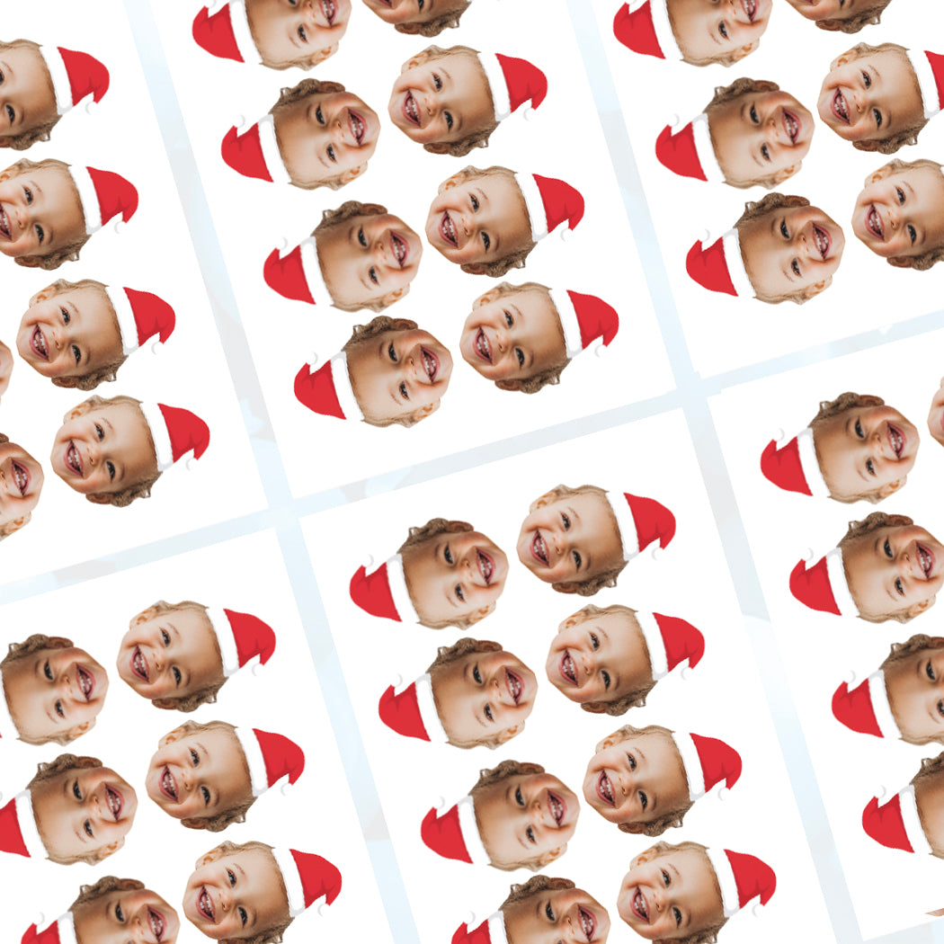 Personalised Santa Hat Sticker White Background Christmas Gift Medium set of 8