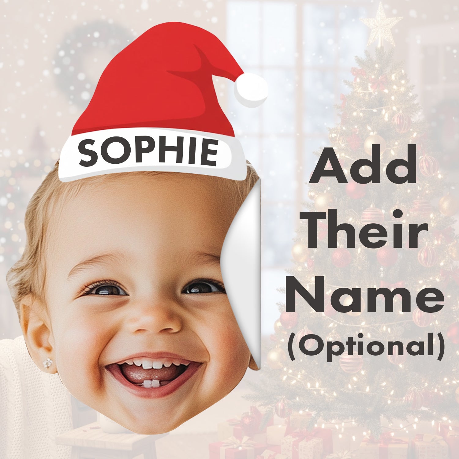 Personalised Santa Hat Sticker Festive Background Christmas Gift Add Their Name