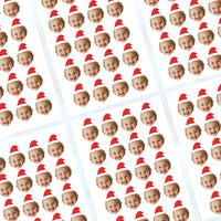 Personalised Santa Hat Sticker White Background Christmas Gift Small Set of 20