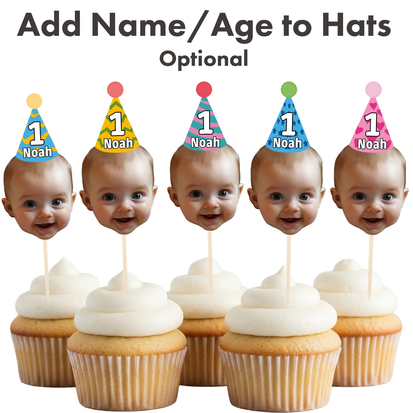 Personalised Party Hat Cake Toppers