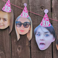 Personalised Pink Hearts Party Hat Photo Banner